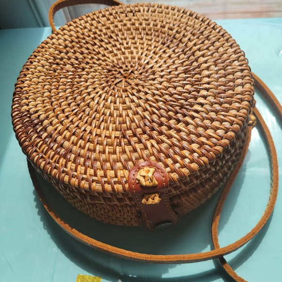 Francesca's Collections Bags Francescas Mavis Round Rattan Canteen